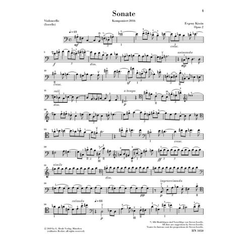 Kissin, Evgeny - Sonate für Violoncello und Klavier op. 2 op. 2 