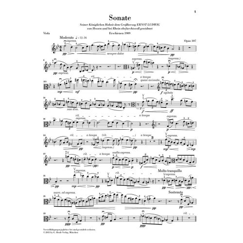 Reger, Max - Clarinet Sonata op. 107 