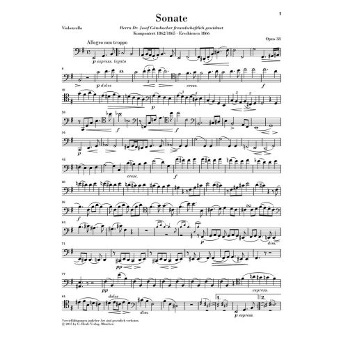 Brahms, Johannes - Sonata for Piano and Violoncello op. 38 