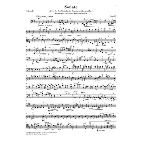 Brahms, Johannes - Sonata for Piano and Violoncello op. 38 