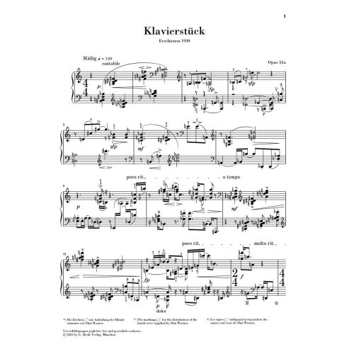 Schoenberg, Arnold - Piano Pieces op. 33a & 33b op. 33a, Op. 33b 