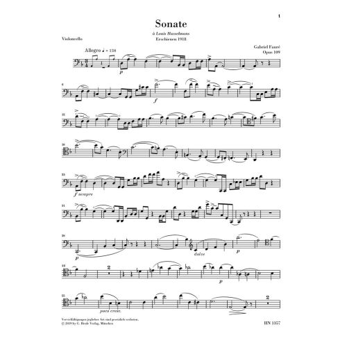 Fauré, Gabriel - Sonata no. 1 d minor op. 109 