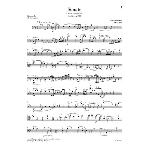 Fauré, Gabriel - Sonata no. 1 d minor op. 109 