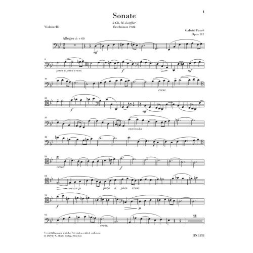 Fauré, Gabriel - Sonata no. 2 g minor op. 117 