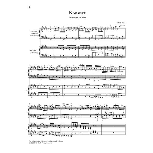 Bach, J.S - Harpsichord Concerto no. 2 E major BWV 1053 