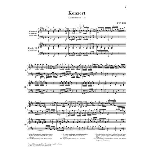 Bach, J.S - Harpsichord Concerto no. 3 BWV 1054 