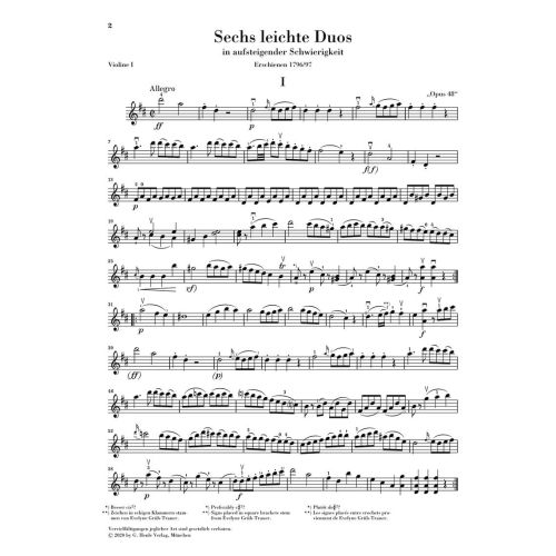 Pleyel, Ignaz Joseph - Six easy Duets op. 48 op. 48 