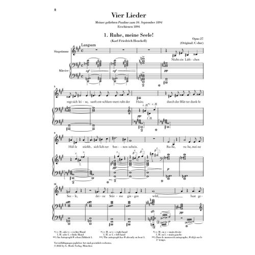Strauss, Richard - Four Songs op. 27 op. 27 