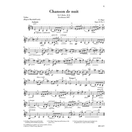 Elgar, Edward - Chanson de nuit, Chanson de matin op. 15 op. 15 