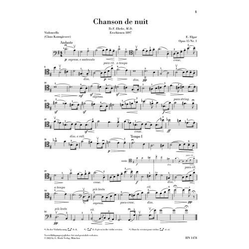 Elgar, Edward - Chanson de nuit, Chanson de matin op. 15 