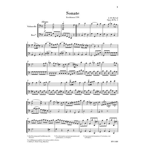 Bréval, Jean Baptiste - Sonata C major op. 40 no. 1 op. 40/1 