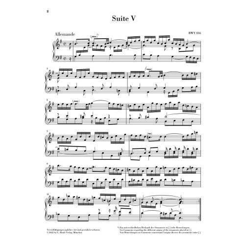 Bach, J.S - French Suite V BWV 816 