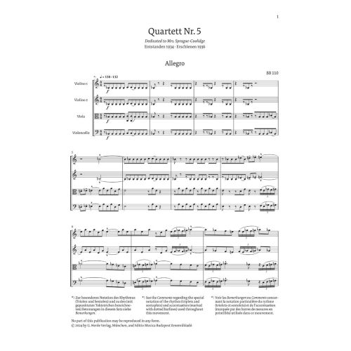 Bartók, Béla - String Quartet no. 5 