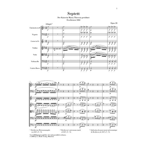 Beethoven, Ludwig van - Septet in E flat major op. 20 