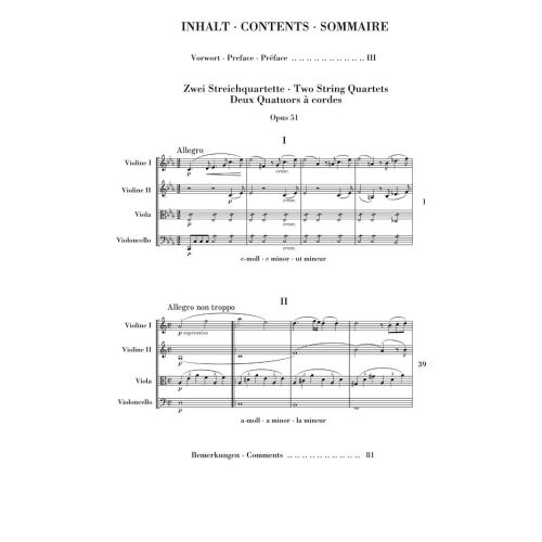 Brahms, Johannes - String Quartets op. 51/1&2 