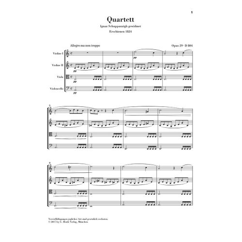 Schubert, Franz - String Quartet op. 29 D 804 