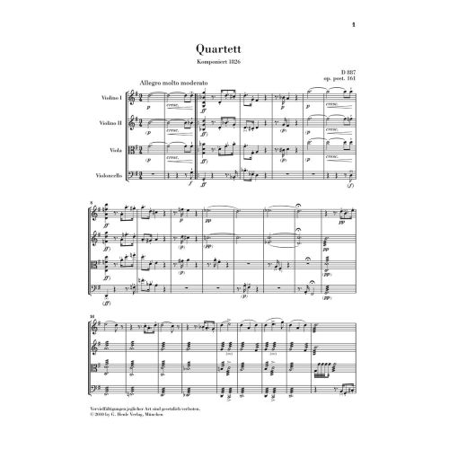 Schubert, Franz - String Quartet G major op. post D887 