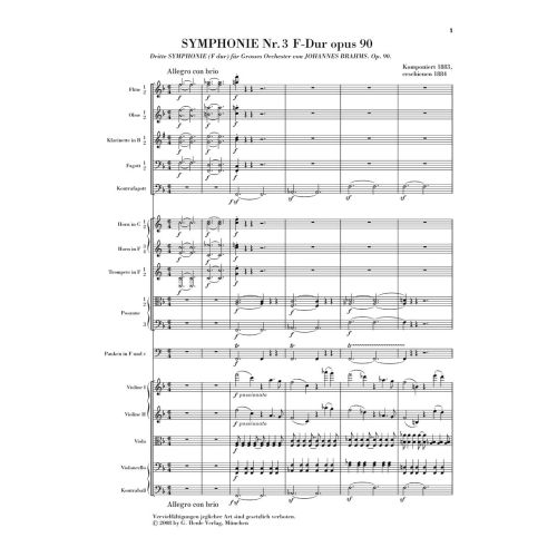 Brahms, Johannes - Symphony No. 3 in F op. 90 