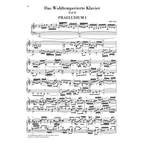 Bach, J.S - Well-Tempered Clavier BWV 870-893 Vol. 2