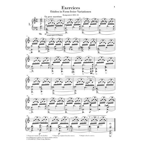 Schumann, Robert - Exercices - Studies in form of free Variations on a Theme by Beethoven (First Edition) 