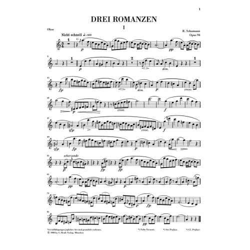 Schumann, Robert - Romances for Oboe (or Violin or Clarinet) and Piano op. 94 