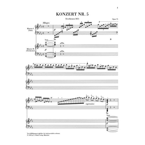 Beethoven, Ludwig van - Concerto for Piano and Orchestra No. 5 E flat major op. 73 