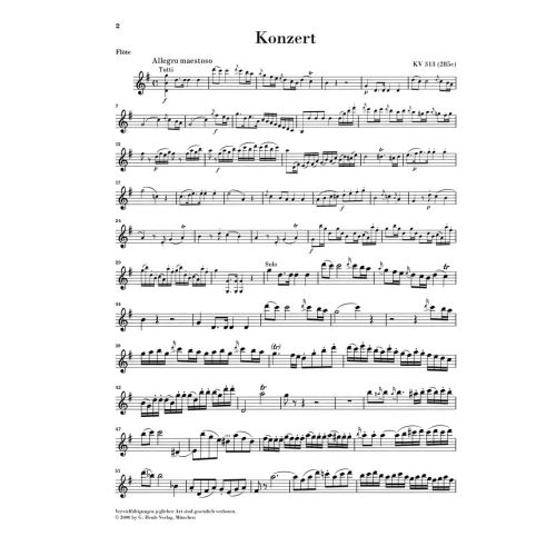 Mozart, Wolfgang Amadeus - Concerto for Flute and Orchestra G major KV 313 