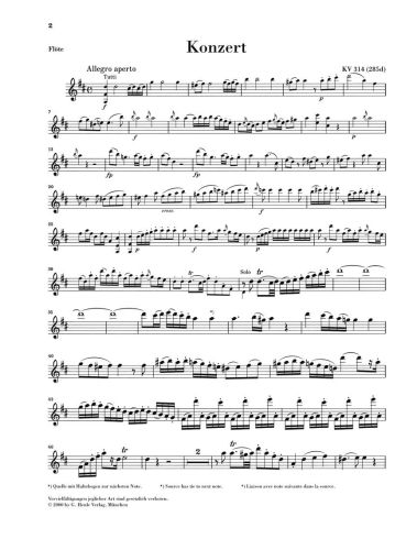 Mozart, Wolfgang Amadeus - Concerto for Flute and Orchestra D major KV 314 