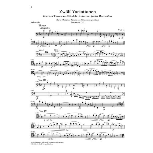 Beethoven, Ludwig van - Variations for Piano and Violoncello