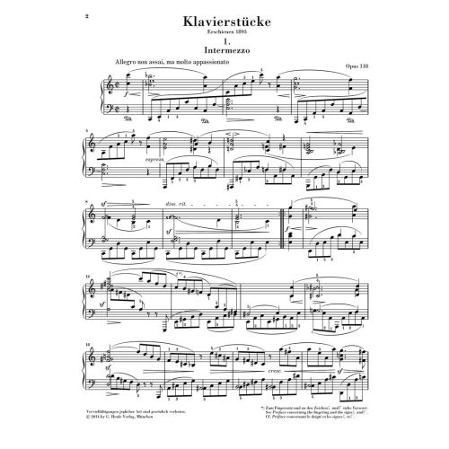 Brahms, Johannes - Piano Pieces op. 118, no. 1-6 