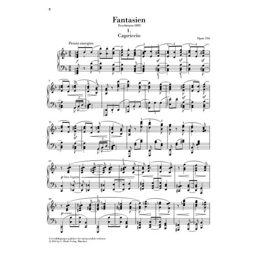 Brahms, Johannes - Fantasies op. 116 