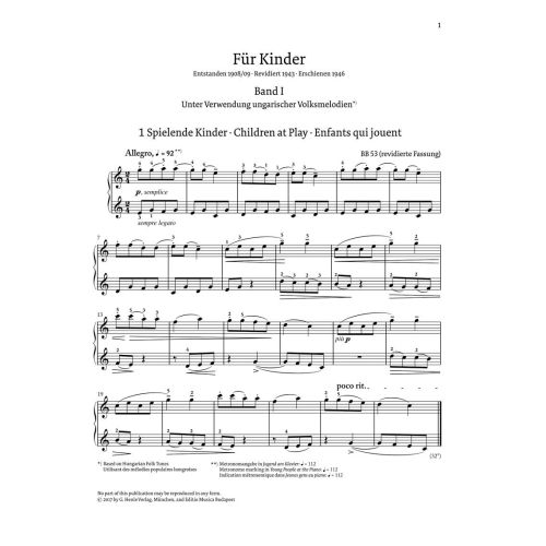 Bartók, Béla - For Children Vol. 1
