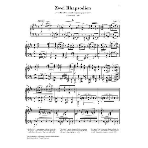 Brahms, Johannes - Two Rhapsodies op. 79 