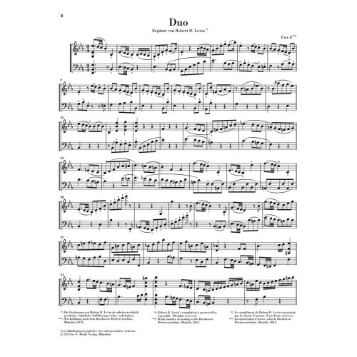 Beethoven, Ludwig van - Duo for Violin and Violoncello, Fragment 