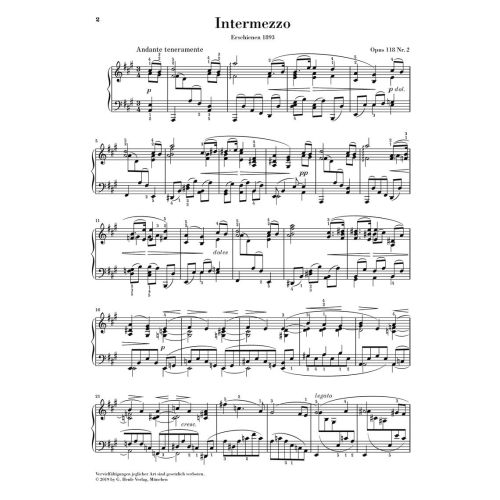 Brahms, Johannes - Intermezzo A major op. 118 no. 2 