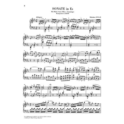 Haydn, Joseph - Piano Sonata E flat major Hob. XVI:49 
