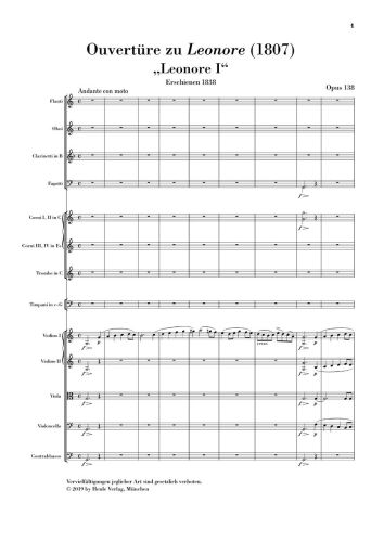Beethoven, Ludwig van - Overture no. 1 for the Opera "Leonore" (1807) SE 