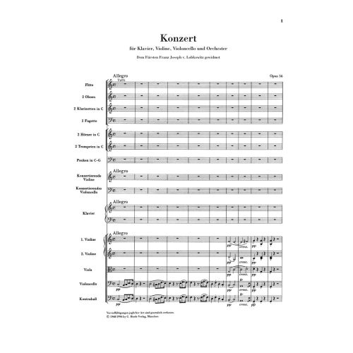 Beethoven, Ludwig van - Concerto C major for Piano, Violin, Violoncello and Orchestra [Triple Concerto] op. 56 