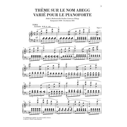 Schumann, Robert - Abegg Variations op. 1 