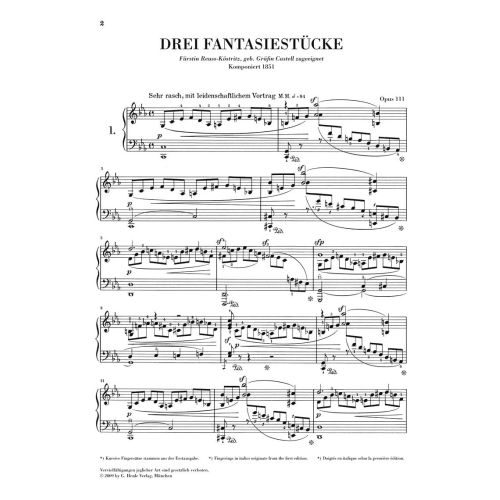Schumann, Robert - 3 Fantasy Pieces op. 111 