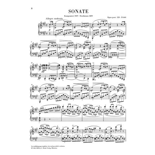 Schubert, Franz - Piano Sonata A major op. post. 120 D 664 