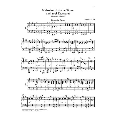 Schubert, Franz - 16 German Dances and 2 Ecossaises op. 33 D 783 