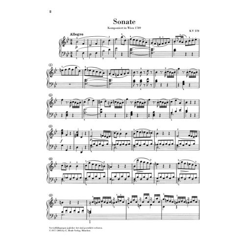 Mozart, Wolfgang Amadeus - Piano Sonata B flat major KV 570 