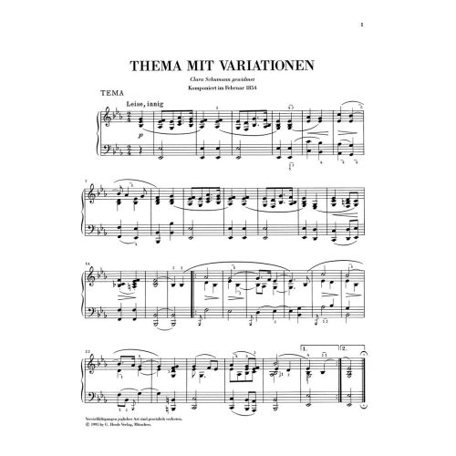 Schumann, Robert - Variations on a Theme in E flat major (Ghost Variations) WoO 24 