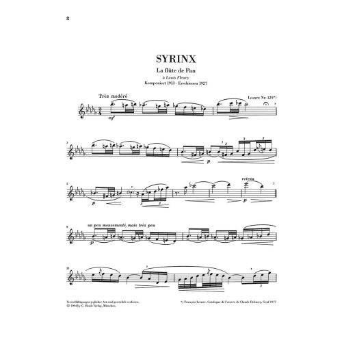 Debussy, Claude - Syrinx [La flûte de Pan] (for Flute solo) 