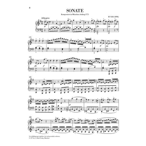 Mozart, Wolfgang Amadeus - Fifth Piano Sonata G major KV 283 (189h)