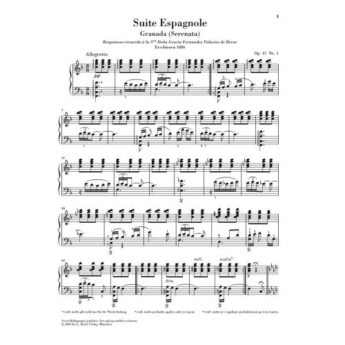 Albéniz, Isaac - Suite espagnole Op. 47 op. 47 
