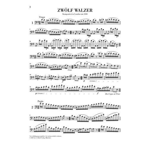 Dragonetti, Domenico - 12 Waltzes for Double Bass solo 