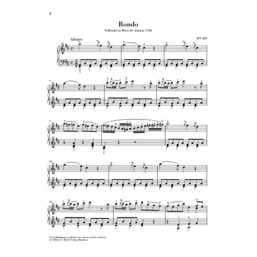 Mozart, Wolfgang Amadeus - Rondo in D major K. 485 