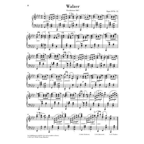 Brahms, Johannes - Waltz op. 39 no. 15 